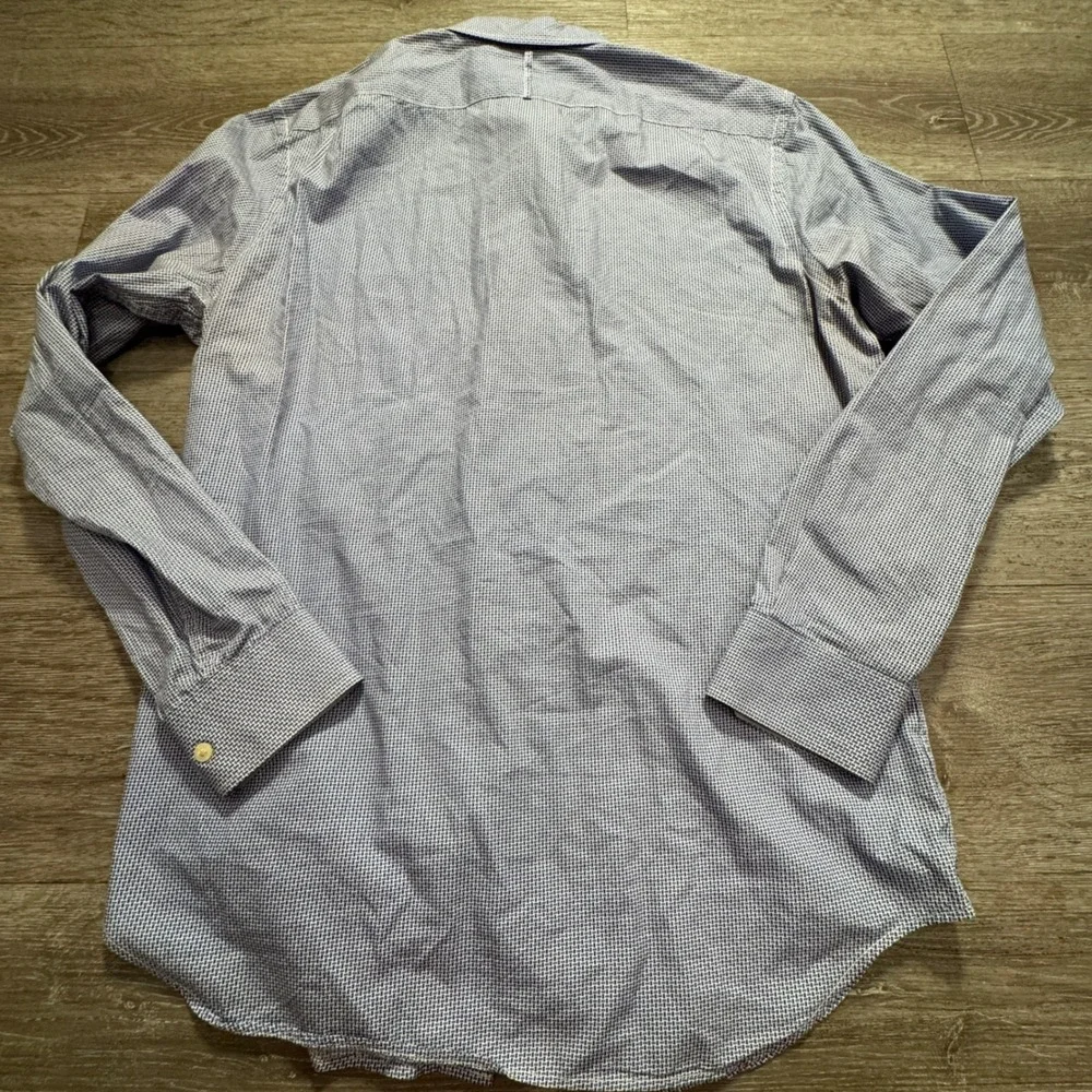 Banana Republic Shirt Mens L Blue 100% Cotton Soft Wash Geometric Print Preppy